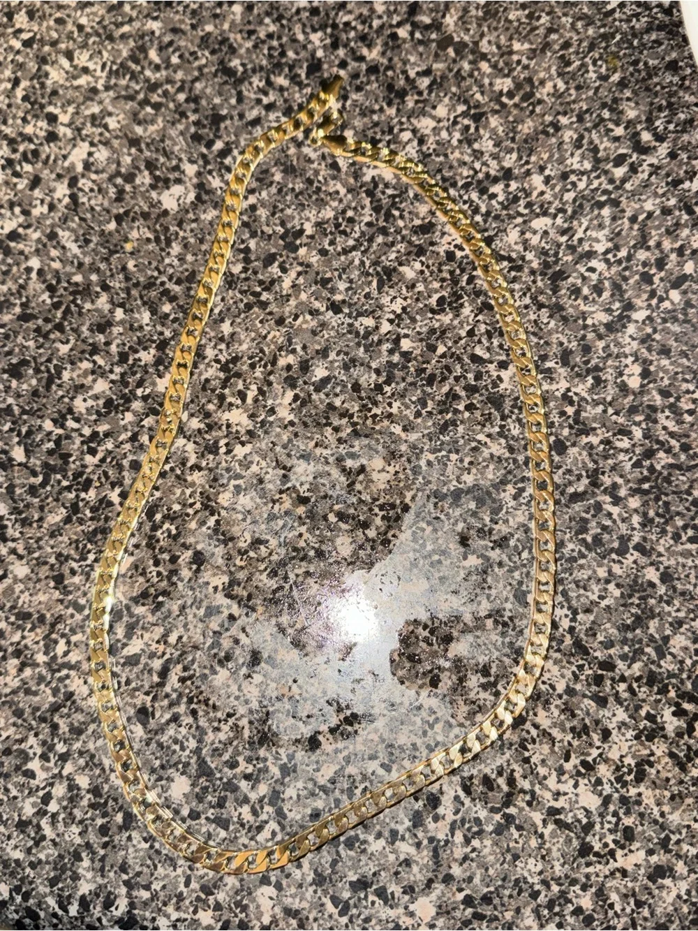Men’s Gold Tone Cuban Curb Chain Necklace 14K Italy Stamp Not Real Gold